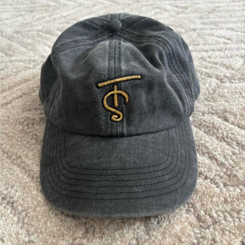 Taylor Swift Charcoal Cap with Gold “TS” Emblem